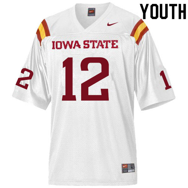 Iowa State Cyclones Youth #12 Easton Dean Nike NCAA Authentic White College Stitched Football Jersey YD42N16CI